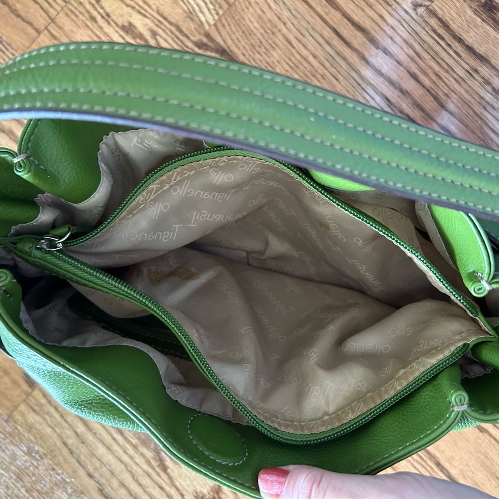 Tignanello green leather shoulder bag satchel purse - Picture 13 of 16